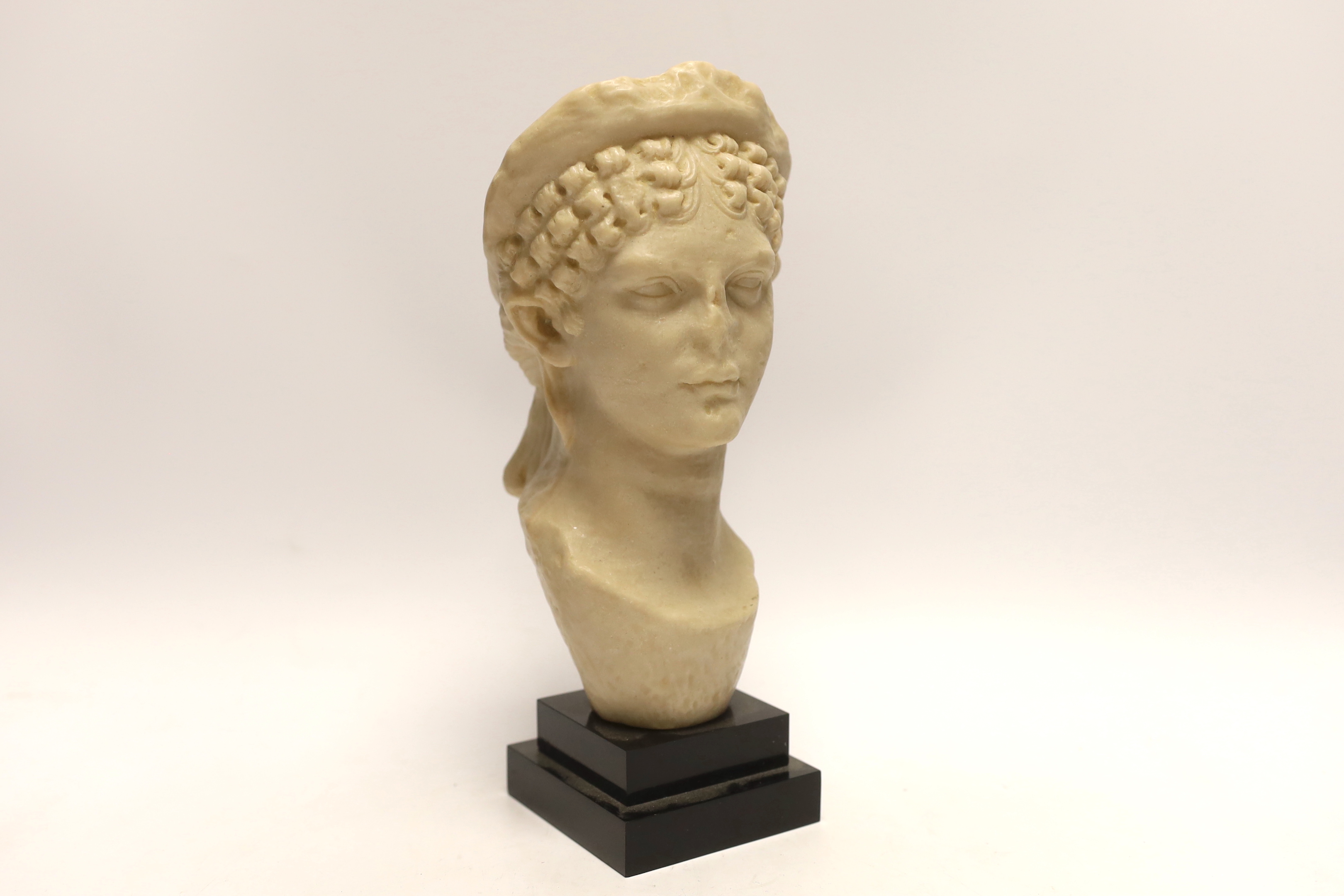 After the Antique, a marble composite bust of Agrippa the younger, 26.5cm high